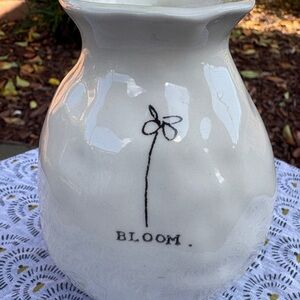Rae Dunn White Vase with Bloom Design